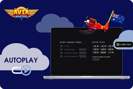 Aviamasters Australia autoplay settings interface with round count and stop conditions options explained