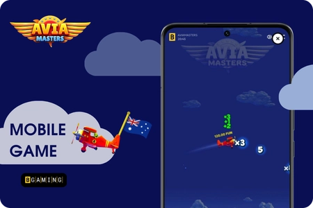 Aviamasters mobile screen showing plane in flight with visible multiplier bonuses along the flight path
