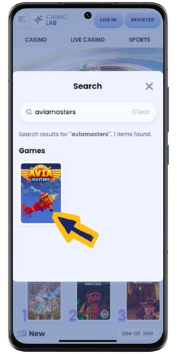 Casino search results displaying Aviamasters by BGaming in the list