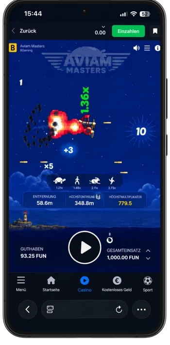 Aviamasters Demo-Gameplay mit Übungsguthaben