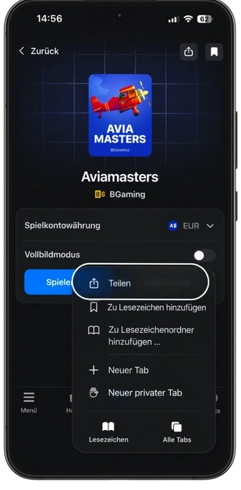 Avia Masters Android Teilen