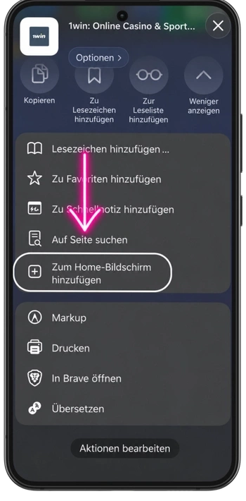 Avia Masters Android App hinzufügen