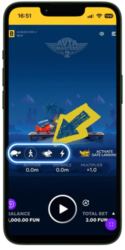 Aviamasters 2 Four flight speed icons highlighted on the control panel