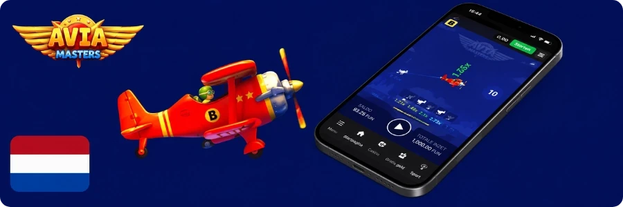 Aviamasters demo op het scherm van een mobiele telefoon