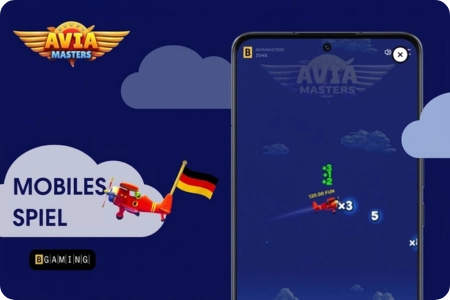 Aviamasters auf dem Smartphone mit Flugzeug im Flug und sichtbaren Multiplikator-Boni entlang des Flugwegs