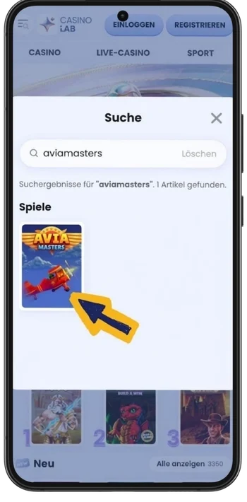 Casino-Suchergebnisse mit Aviamasters von BGaming in der Liste