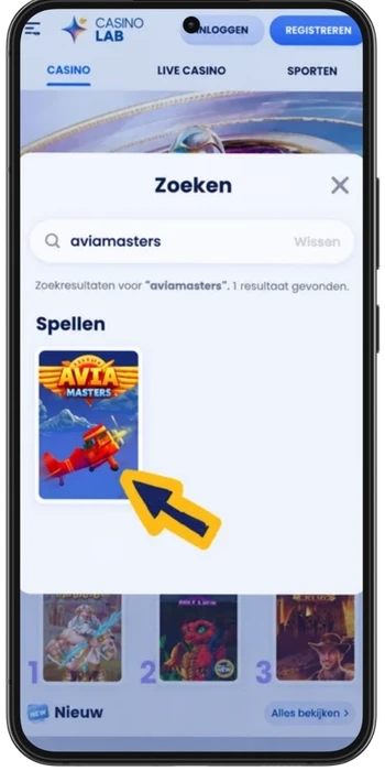 Casino-zoekresultaten met Aviamasters van BGaming in de lijst